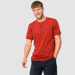 Jack Wolfskin Crosstrail Tee Mens Lava Red