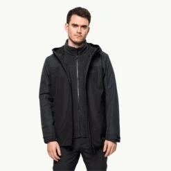 Jack Wolfskin Taubenberg 3 In 1 Jacket Mens Black